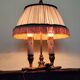 bronze bouillotte lamp with 2 lights and fabric shade