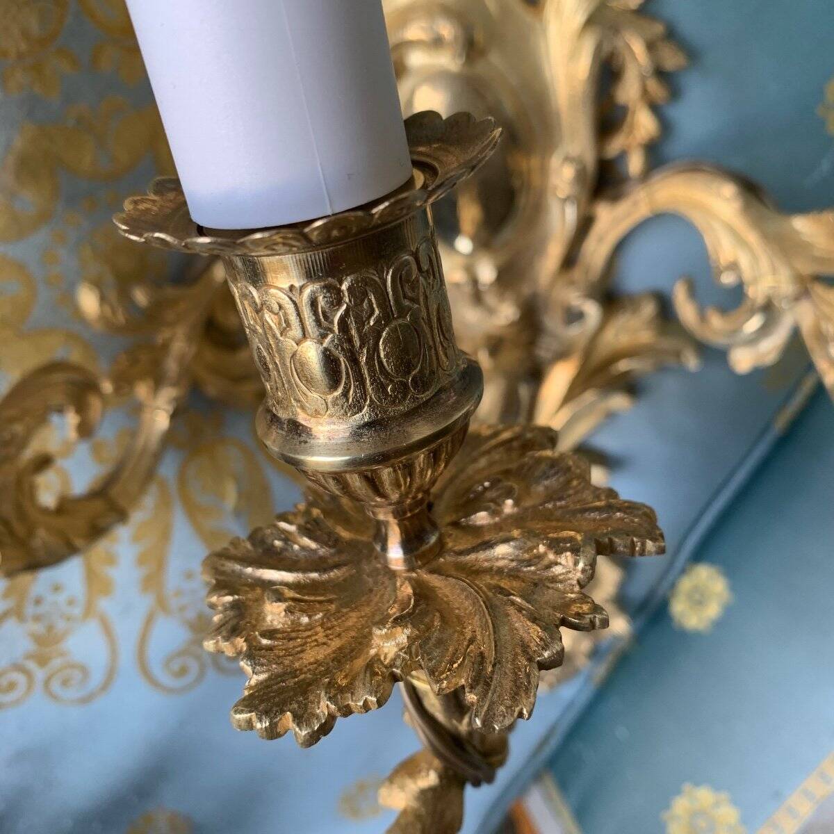 Pair of gilded bronze wall sconces