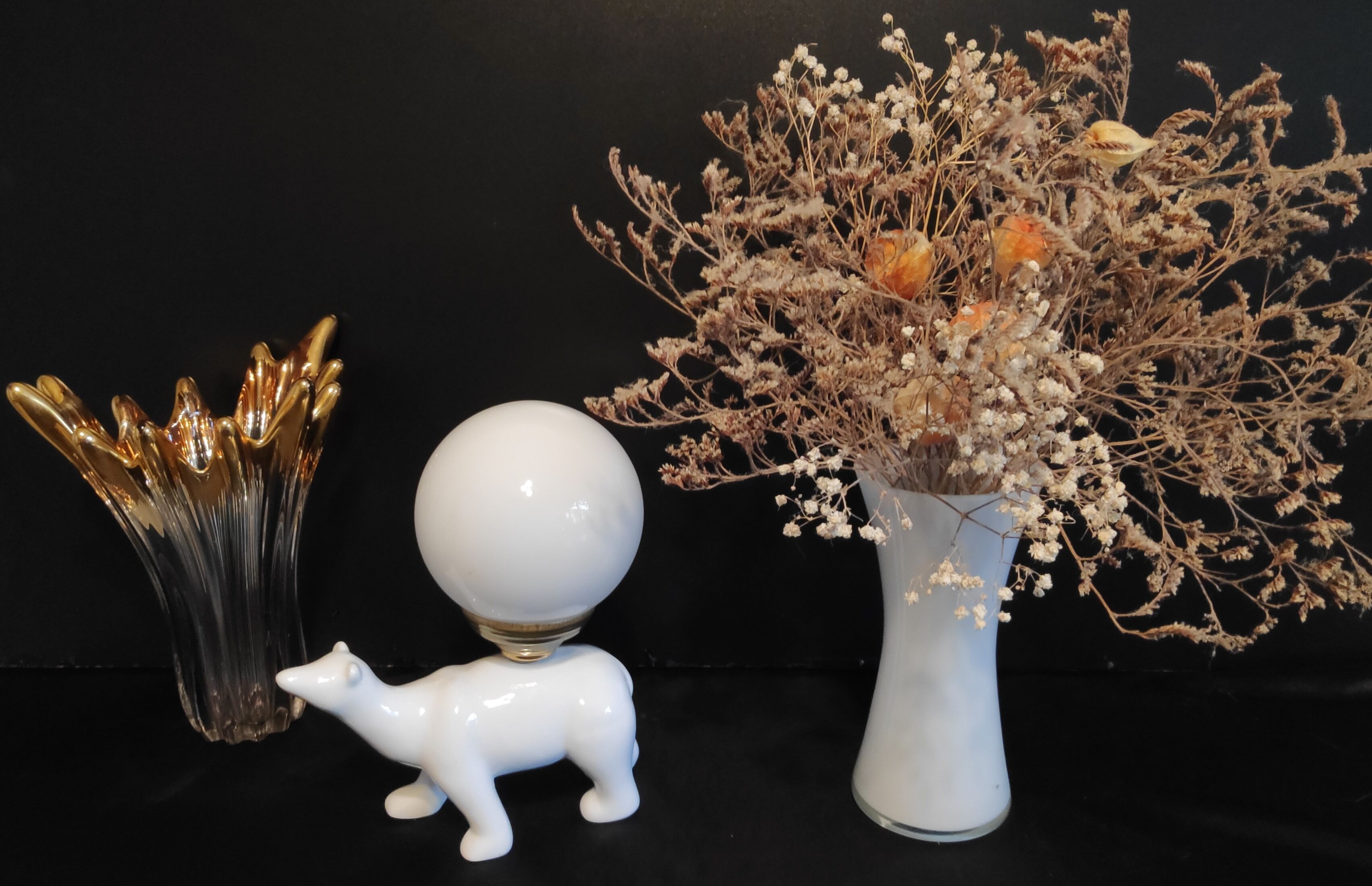 White ceramic bear lamp