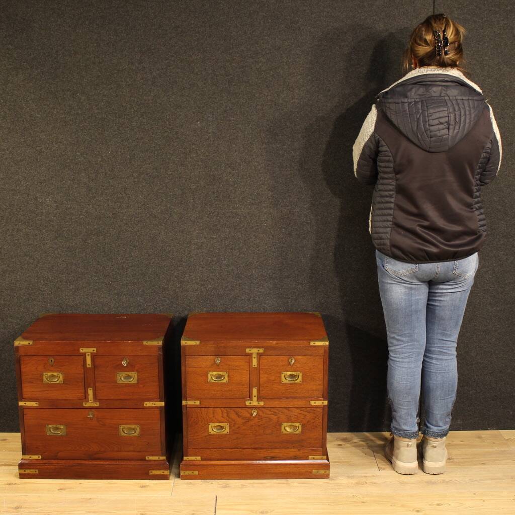 Paire de tables de chevet de style naval anglais du 20e siècle