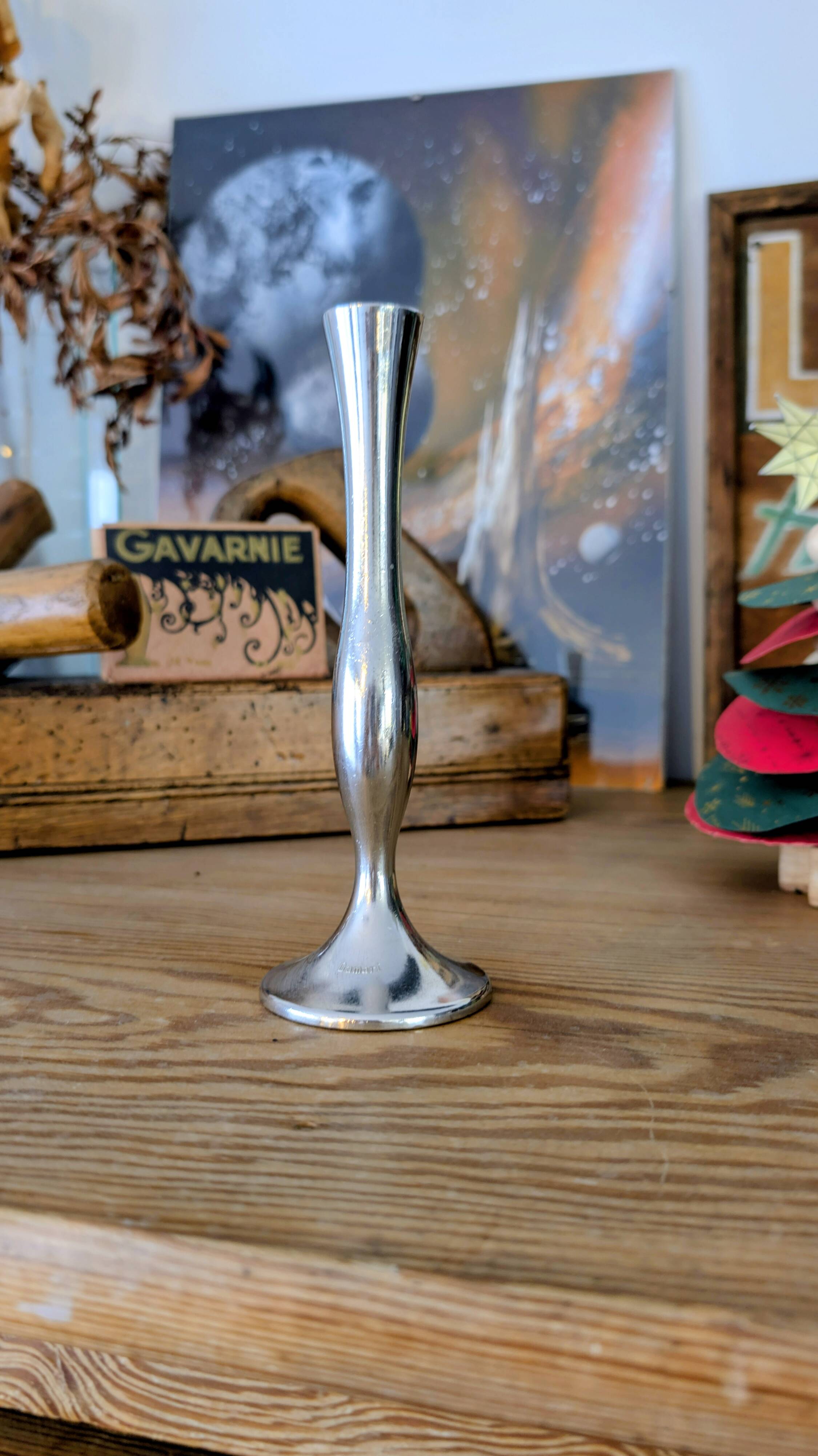 Polished metal vintage Damart soliflore – 20th-century modernist design