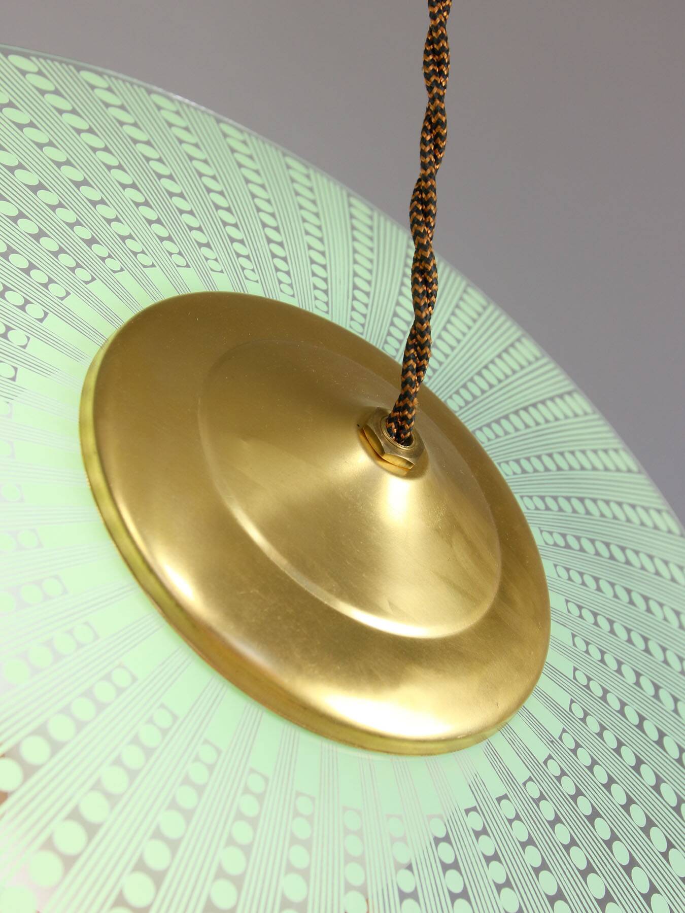 Mid-Century Italian Brass and Opaline Angel Pendant Lamp