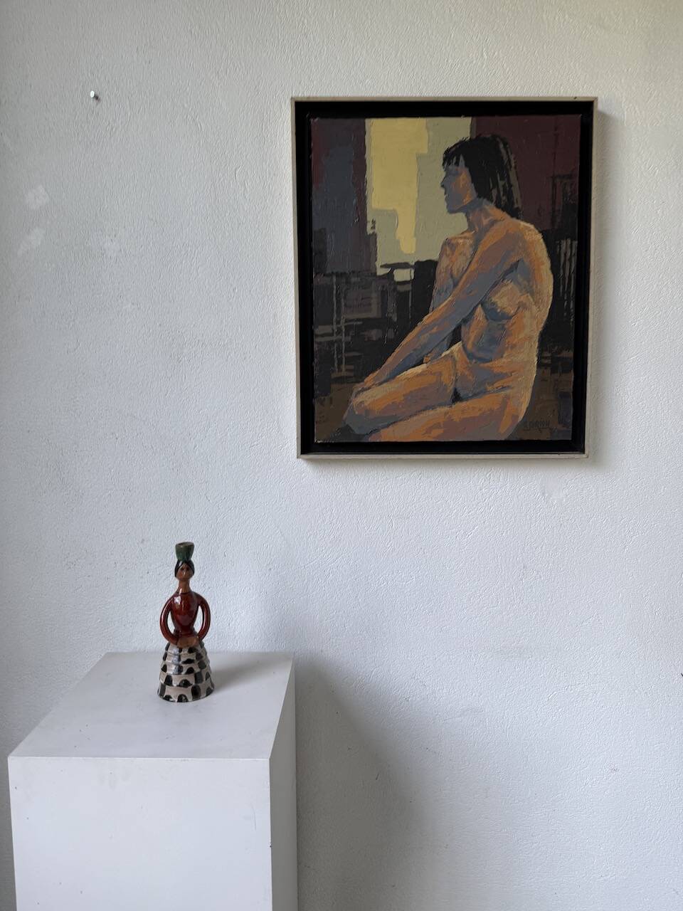 Ceramic candle holder for women, 1920/1930, Soufflenheim