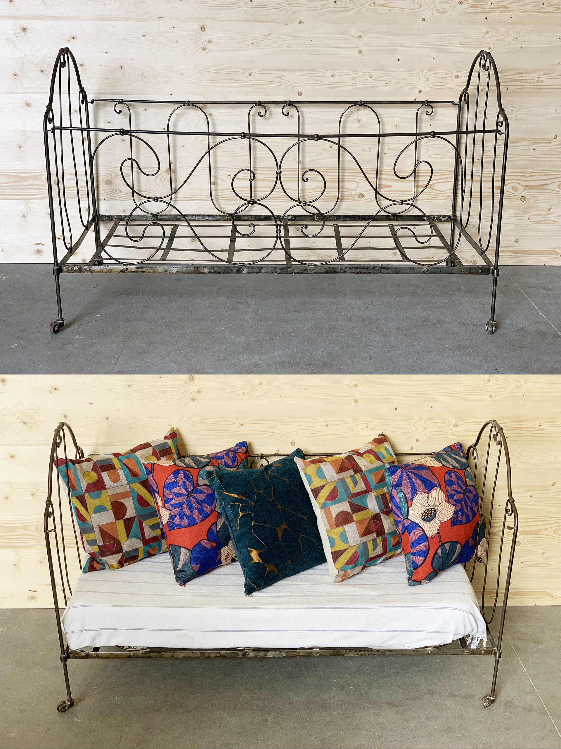 Children's bed wrought iron bench