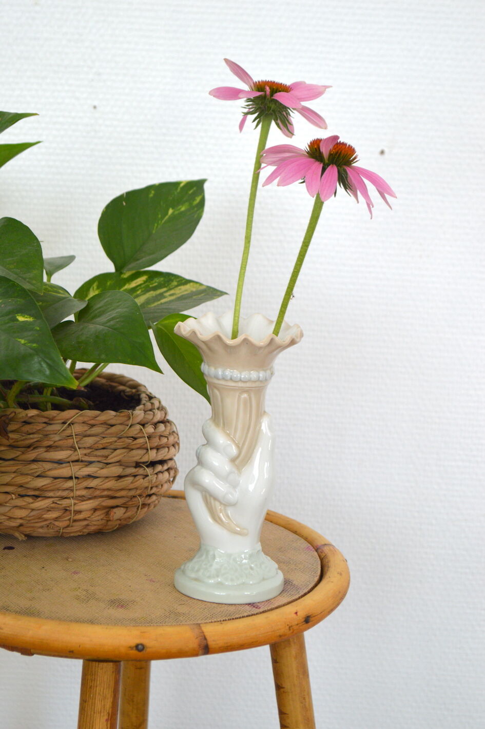 Opaline hand vase