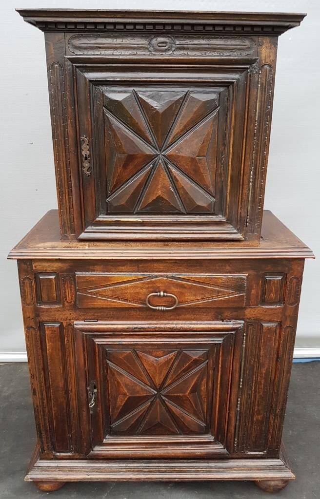 Louis XIII style two-piece recessed high wardrobe