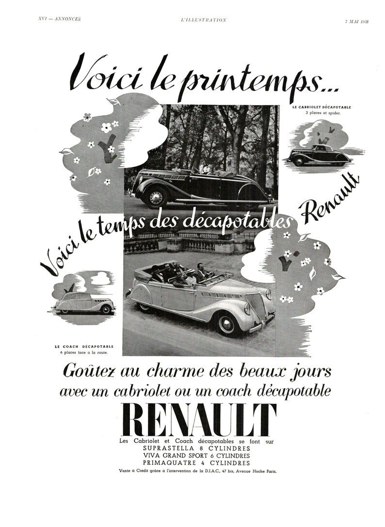 Vintage poster 30s Renault Automobiles