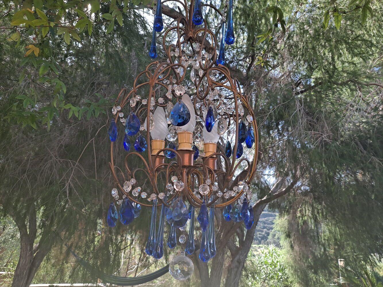 Vintage italian cage chandelier c1940