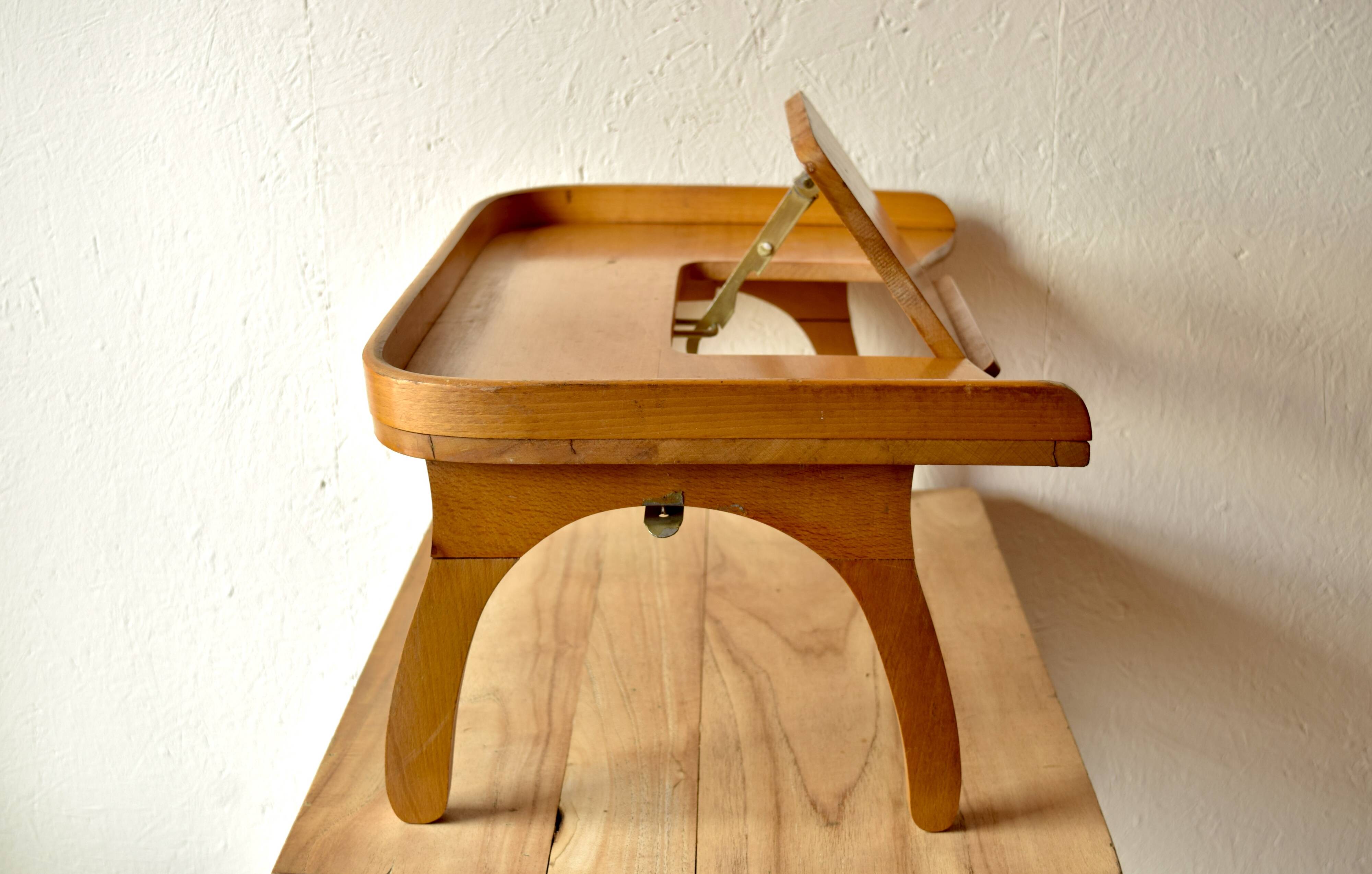 Torck - vintage wooden bed tray with reading tablet - made in belgium - 1950s