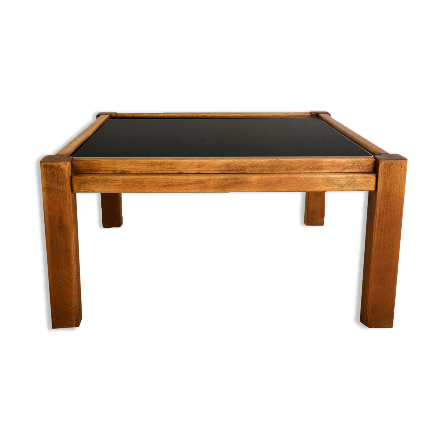 Coffee table 60s, opaline and wood