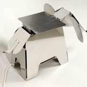 80s heavy metal chrome elephant floor lamp as side table Postmodern design