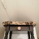 Antique footrest stool in wood and fabric
