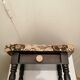 Antique footrest stool in wood and fabric
