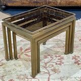 Set of 3 brass nesting tables by Guy Lefevre for Maison Jansen