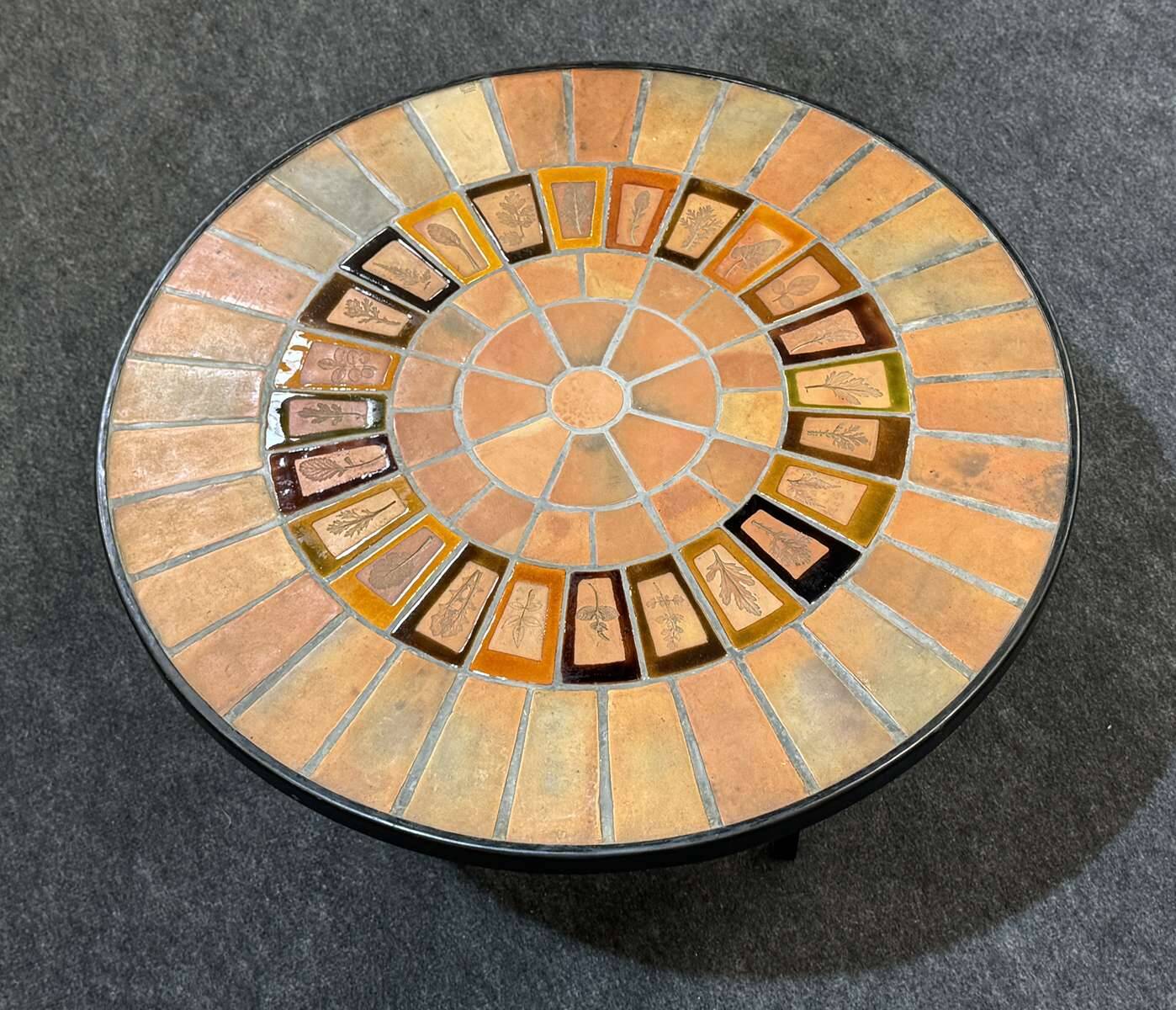 1960s round coffee table Vallauris signed Capron