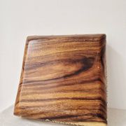 Wood and rattan plateau '80s - Vintage