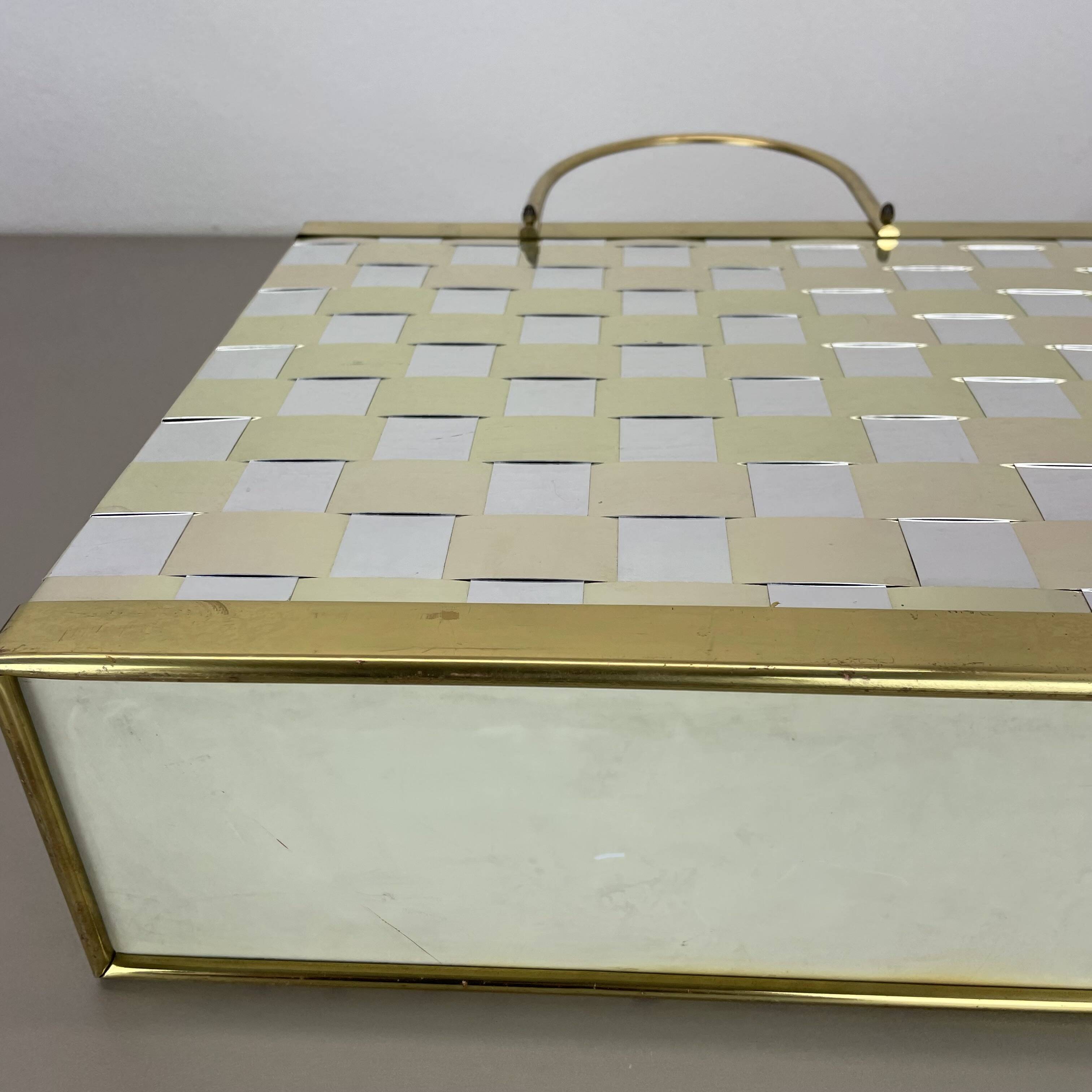 Rare hollywood regency paul evans style bicolor magazine holder, italy 1970