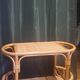 Rolling serving table rattan