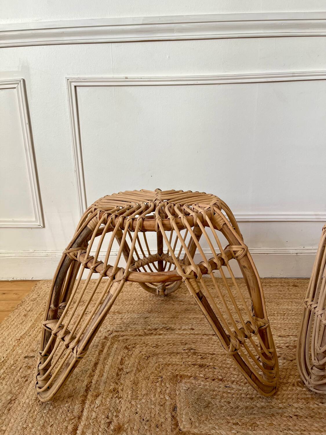 Pair of rattan stools