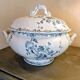Large soup tureen blue and white ironstone K G Lunéville