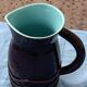 Jug, pitcher, pl france, poet laval, undulate, vintage 1950 in enameled ceramic, brown, turquoise