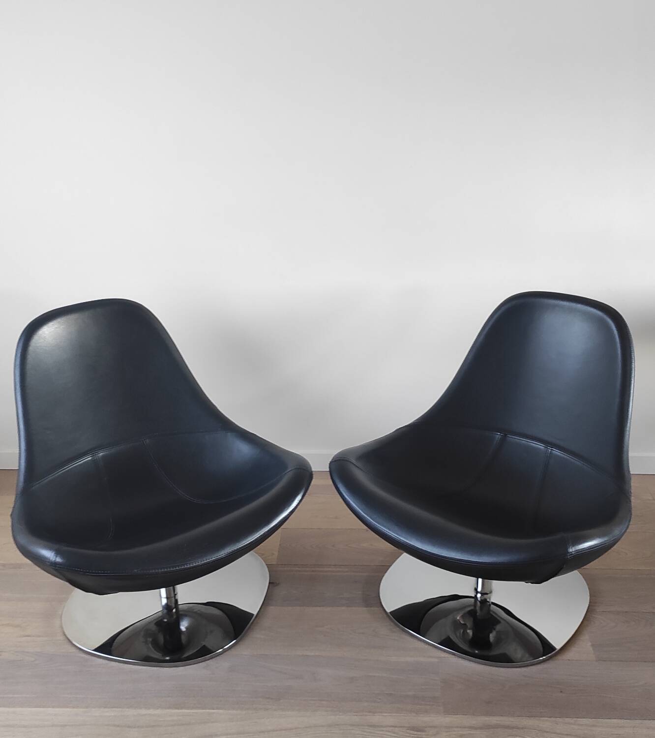 Pair of Tirup Ikea leather armchairs