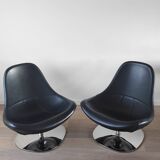 Pair of Tirup Ikea leather armchairs