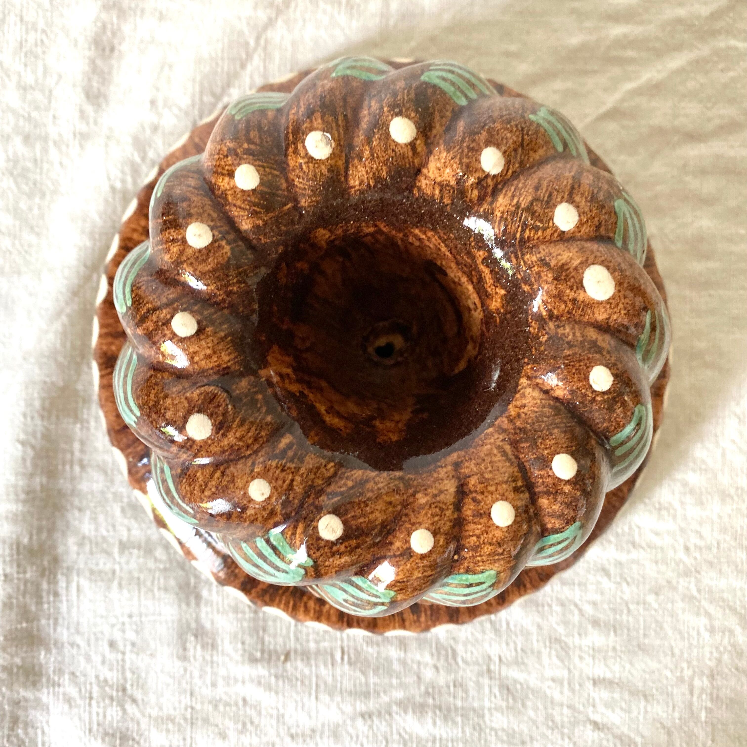 Glazed terracotta kouglof mould