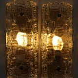 Pair of glass and brass sconces by Carl Fagerlund for Orrefors, 1960