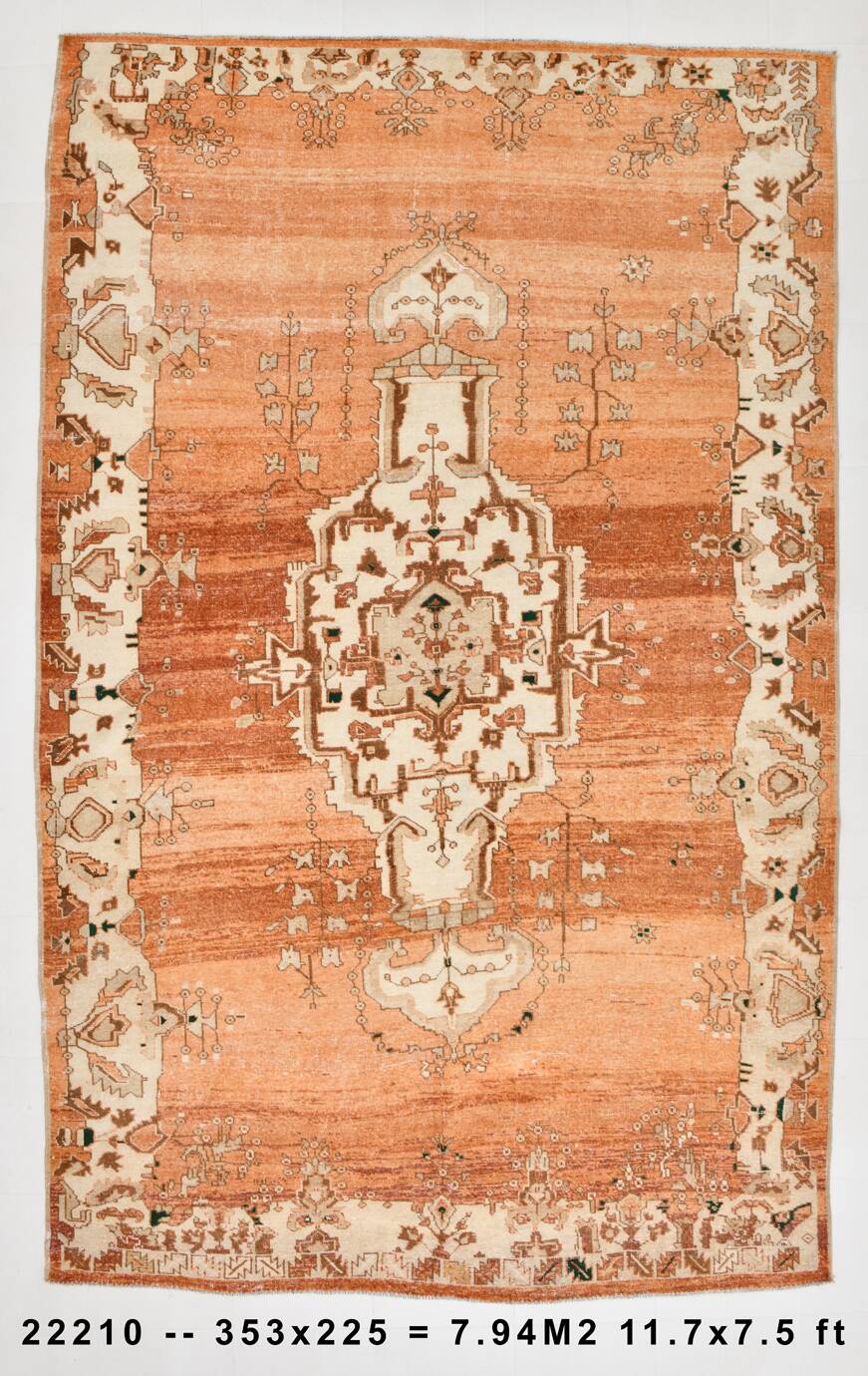 8x12 Terracotta & Brown Vintage Persian Rug, Rugs For Bedroom, 225x353Cm