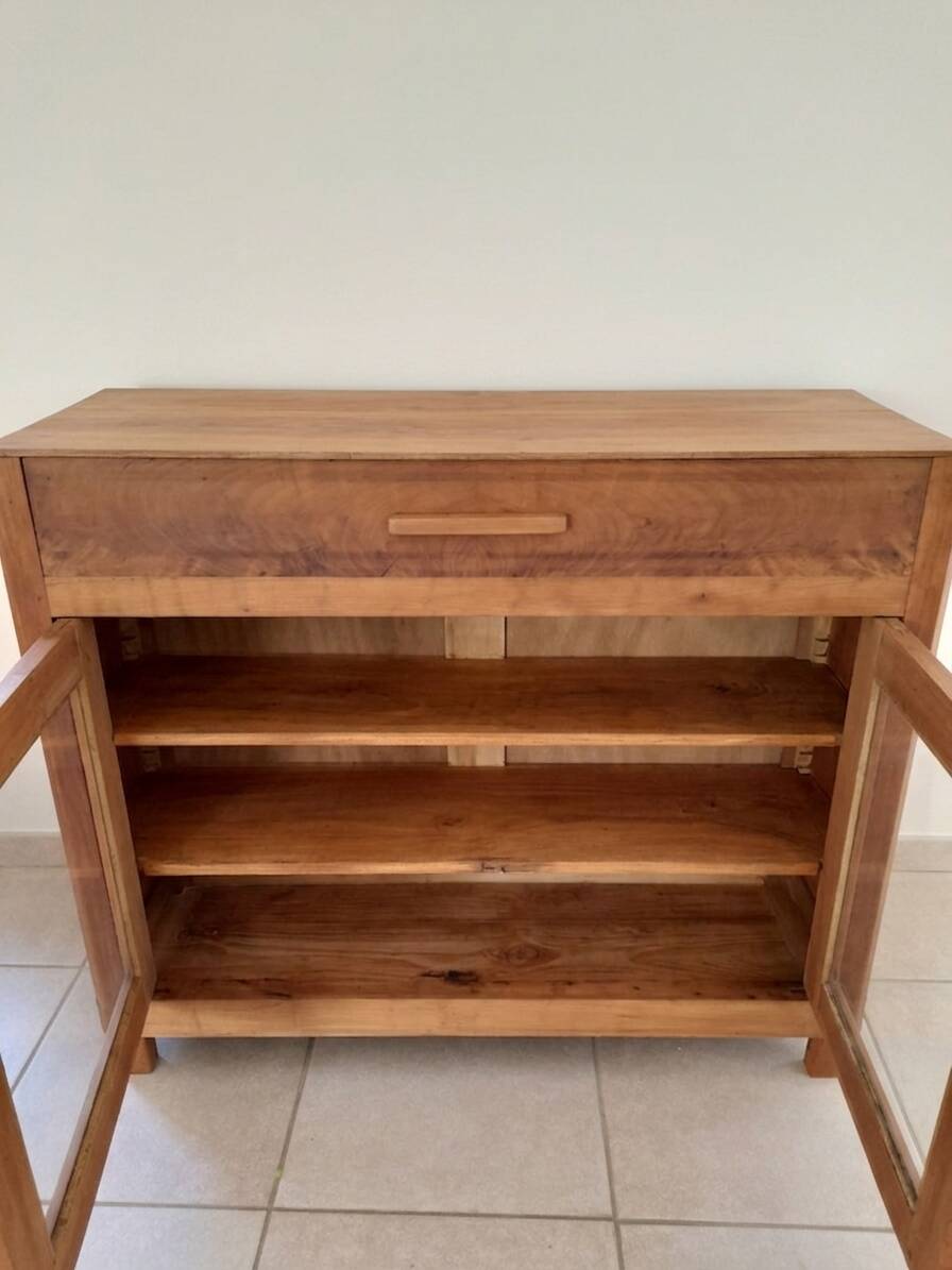 Cherry wood sideboard with glass doors