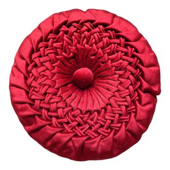 Round cushion in vintage pleated velvet