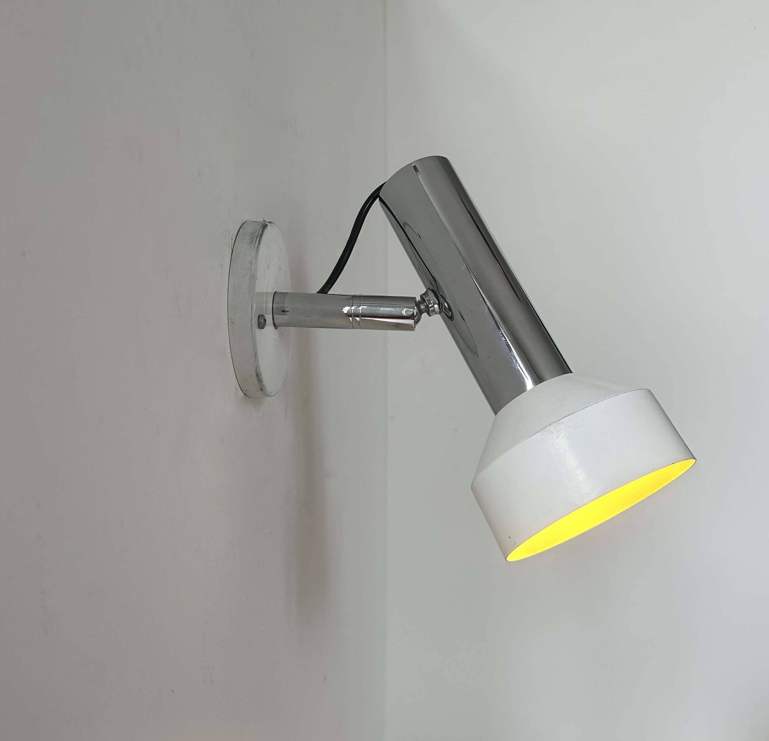 Vintage adjustable wall lamp, chrome and white lacquered metal, France 1960