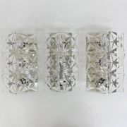 Set of 3 mid-century large crystal sconce by Kinkeldey, Germany, 1970s