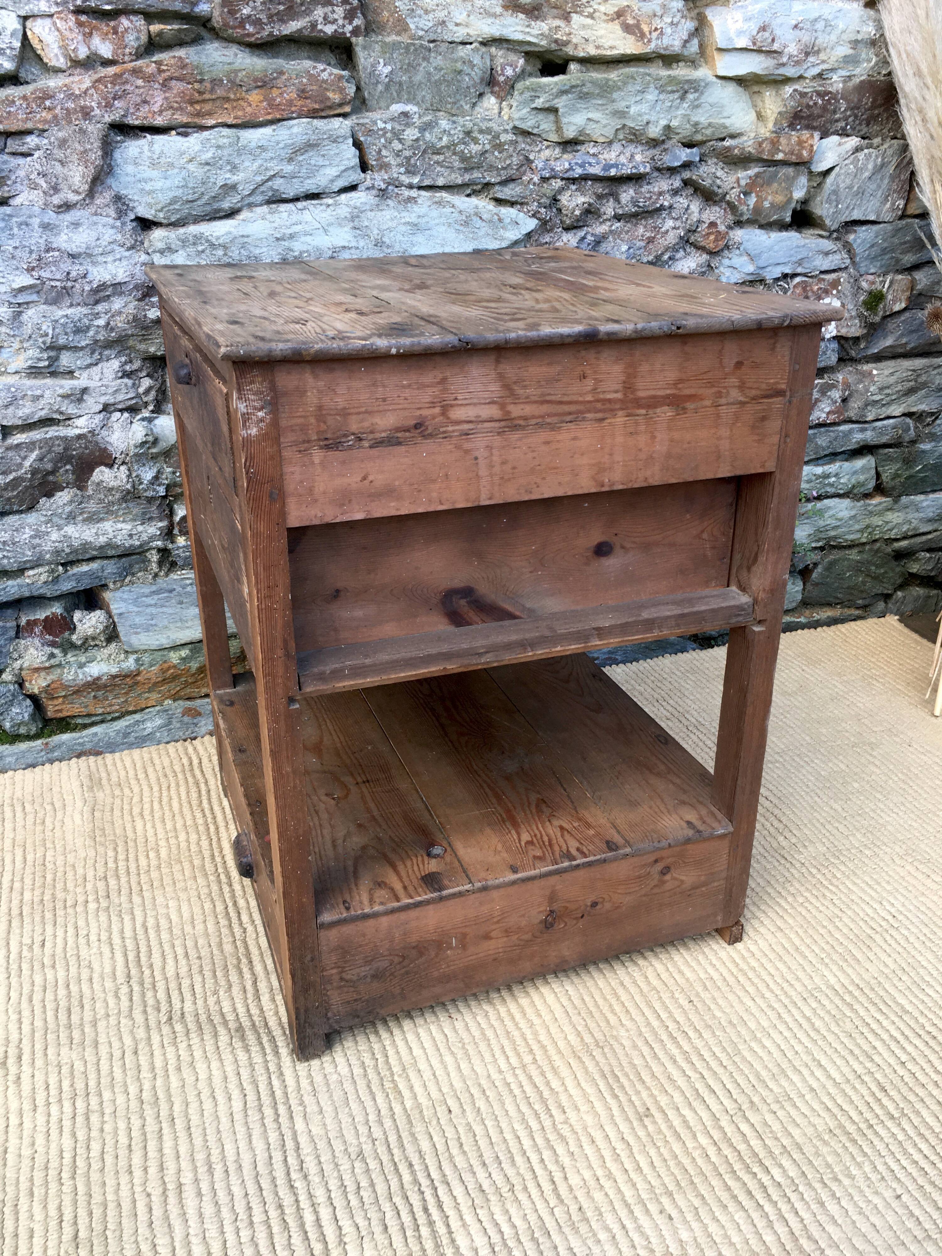 Old wooden workshop cabinet