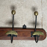 Wood and brass coat rack