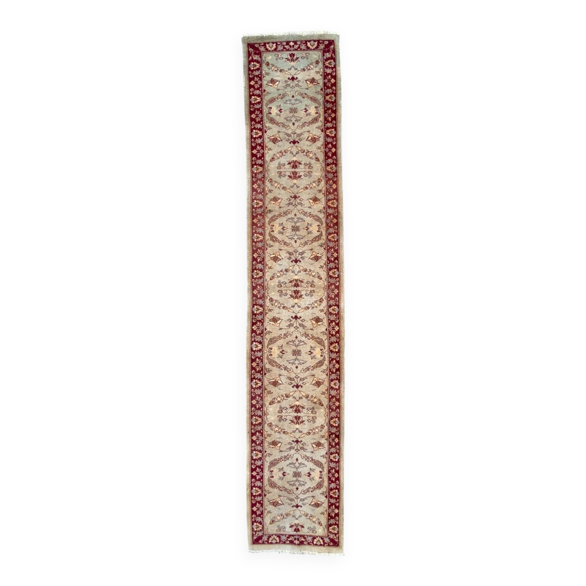 Very long tribal runner 440x82 cm tribal rug, beige, blue, vintage 2506
