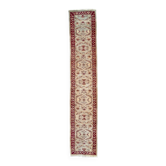 Tapis tribal très long 440x82 cm, beige, bleu, vintage 2506