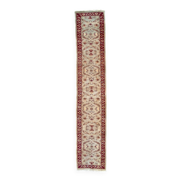 Very long tribal runner 440x82 cm tribal rug, beige, blue, vintage 2506