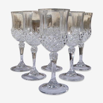 Set of 6 carved glass glasses
