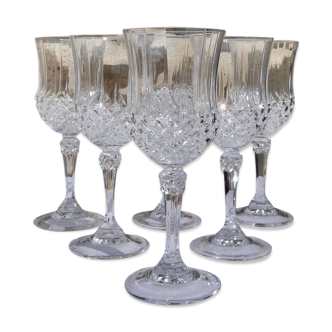 Set de 6 verres en verre sculpté