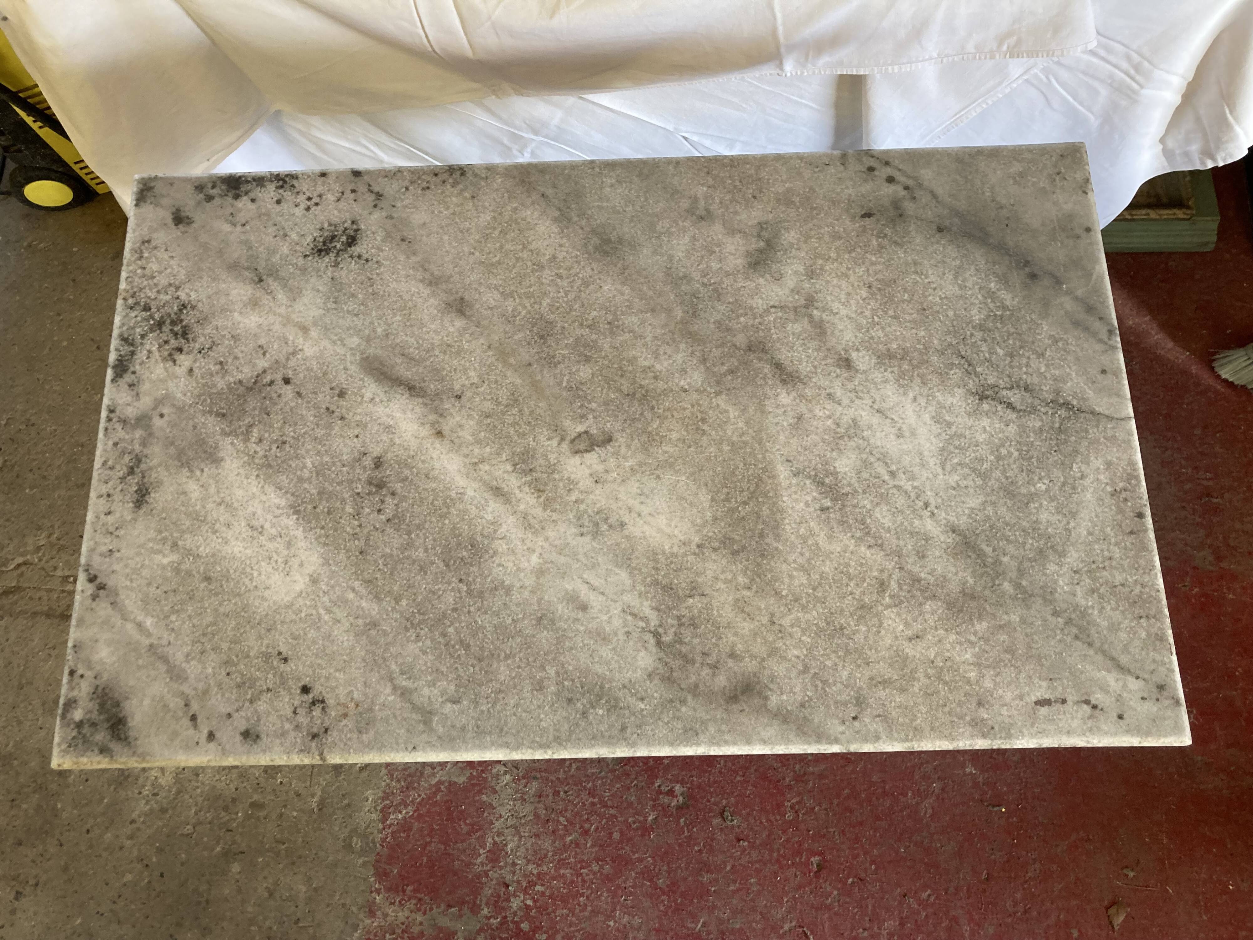 Table de bistrot provencal base cast iron marble top early twentieth century