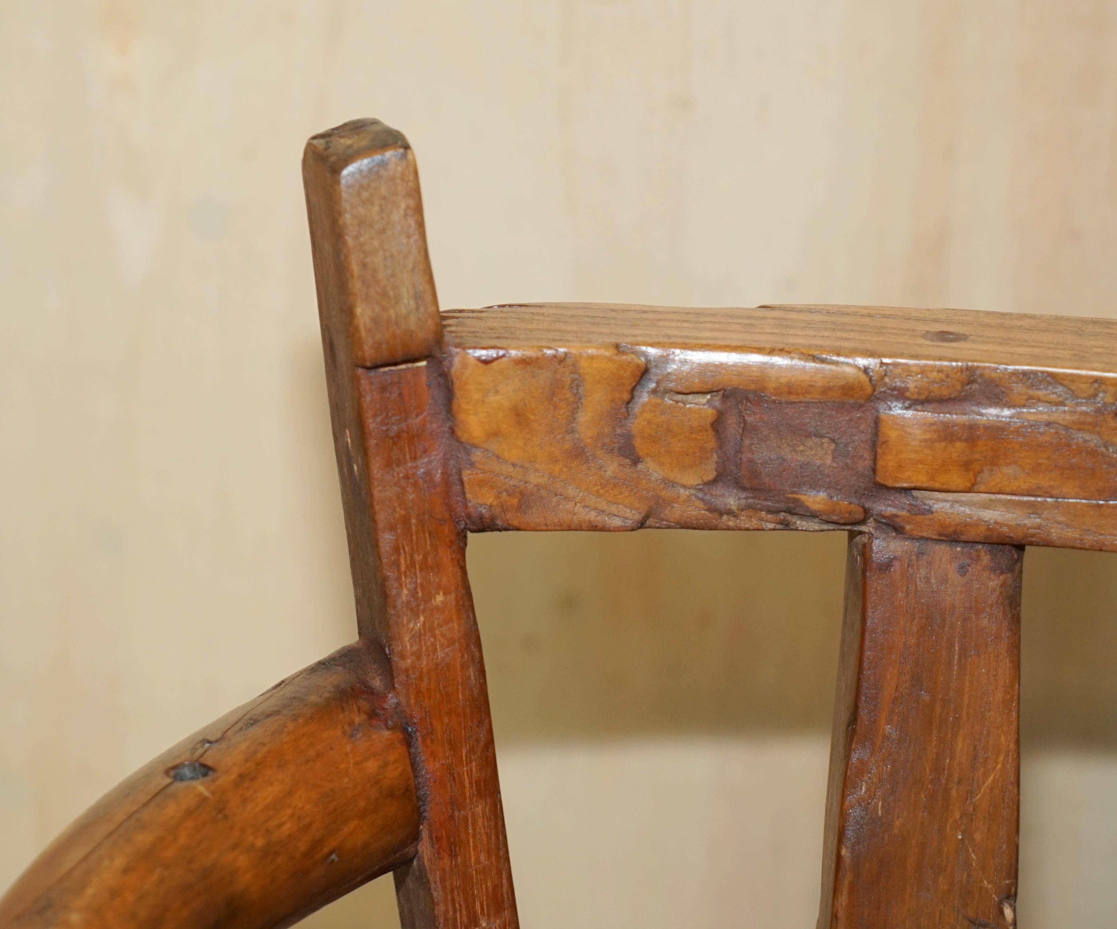 Antique captain's swivel chair on a draft horse wheel from around 1760.