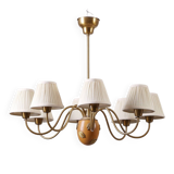 Hans Bergström '10/8' Swedish Modern 8-arm Chandelier in Brass, 1940s