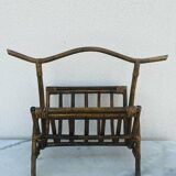 Bamboo rattan magazine rack 1960s