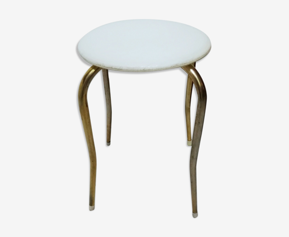 Tabouret vintage Soudexvinyl assise blanche