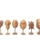 Six African masks with wooden bases, 1970s