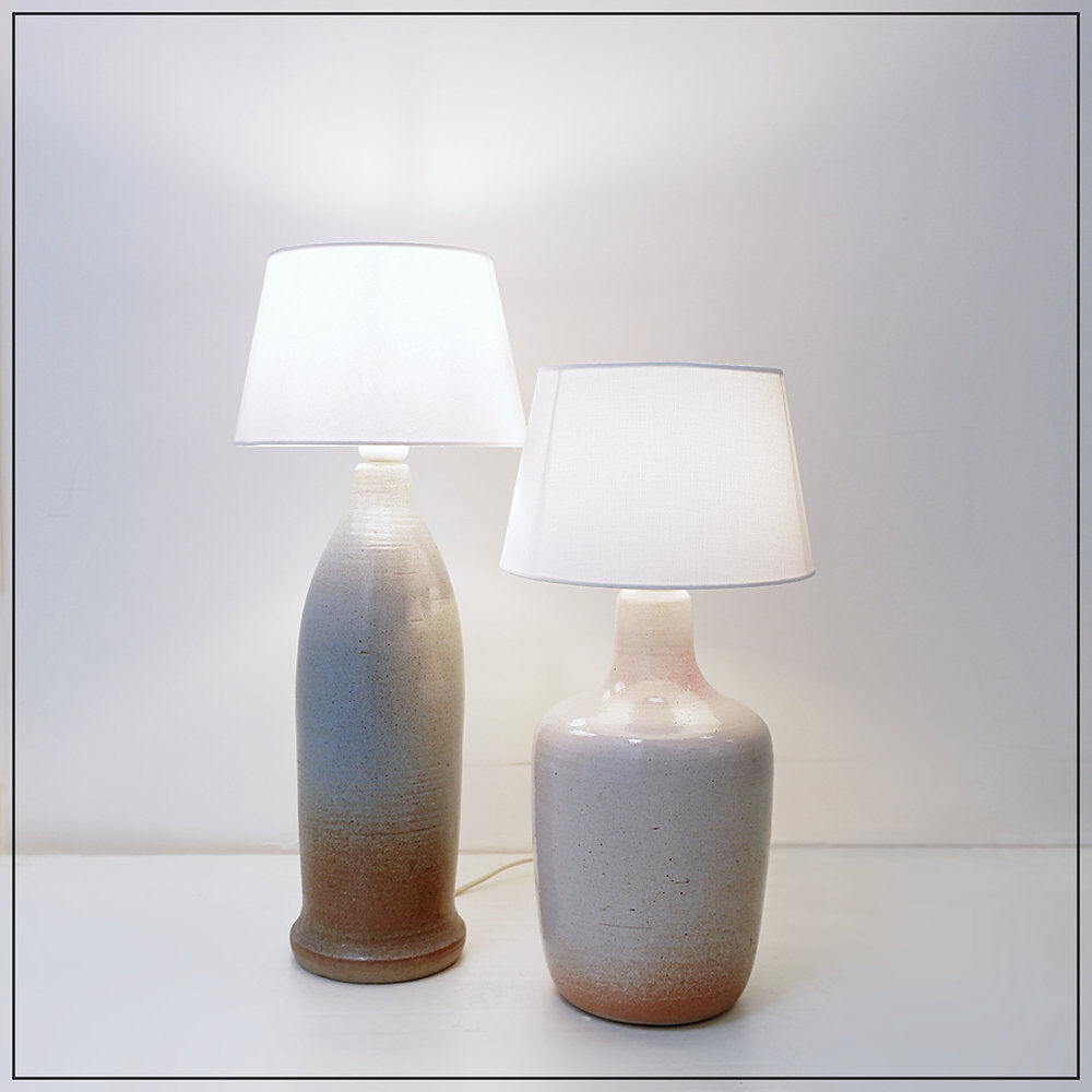 Pair of vintage ceramic table lamps with a two-tone finish - 1980s