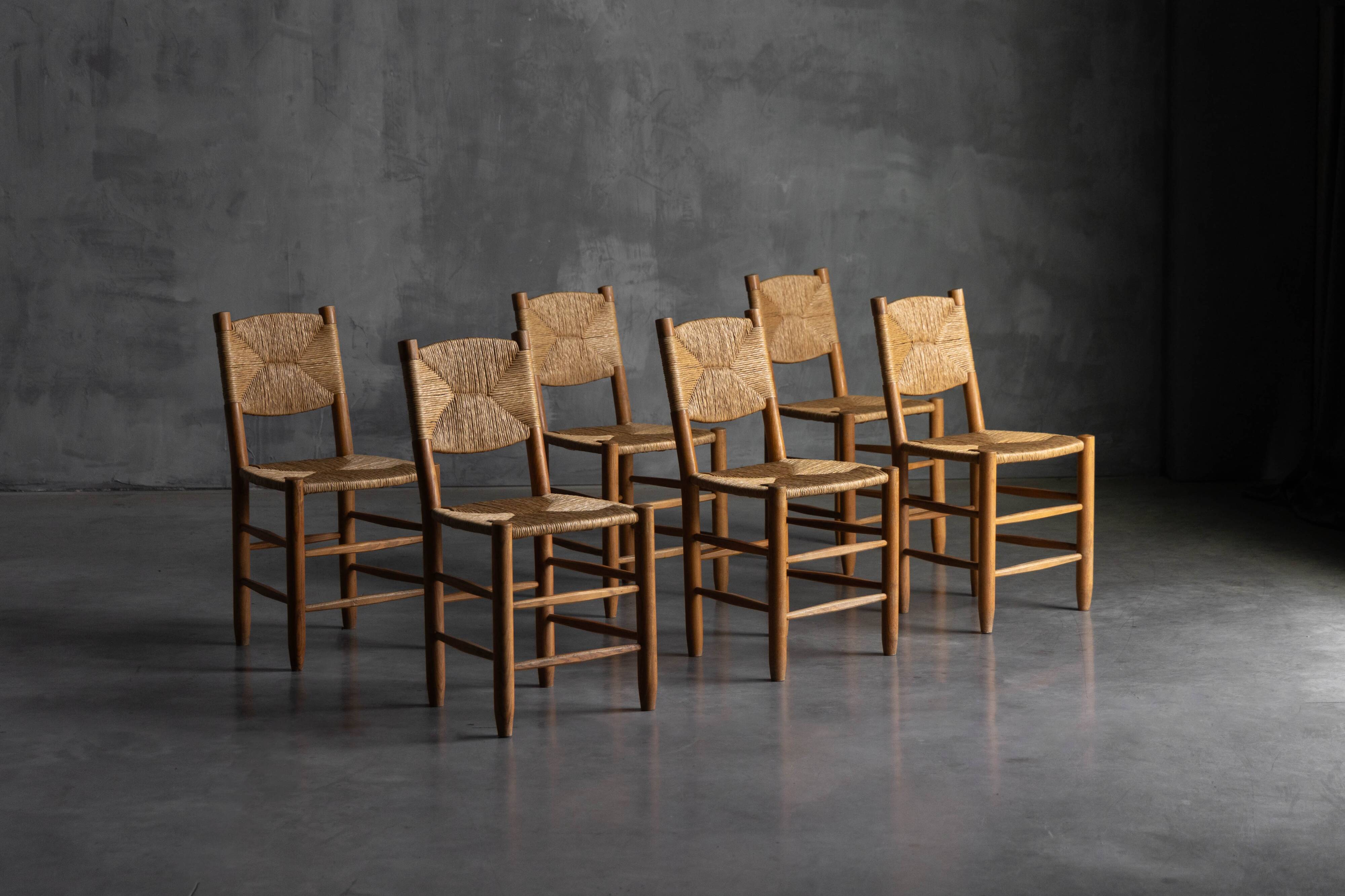 "Bauche" Dining Chairs by Charlotte Perriand for Steph Simon, France, 1950s