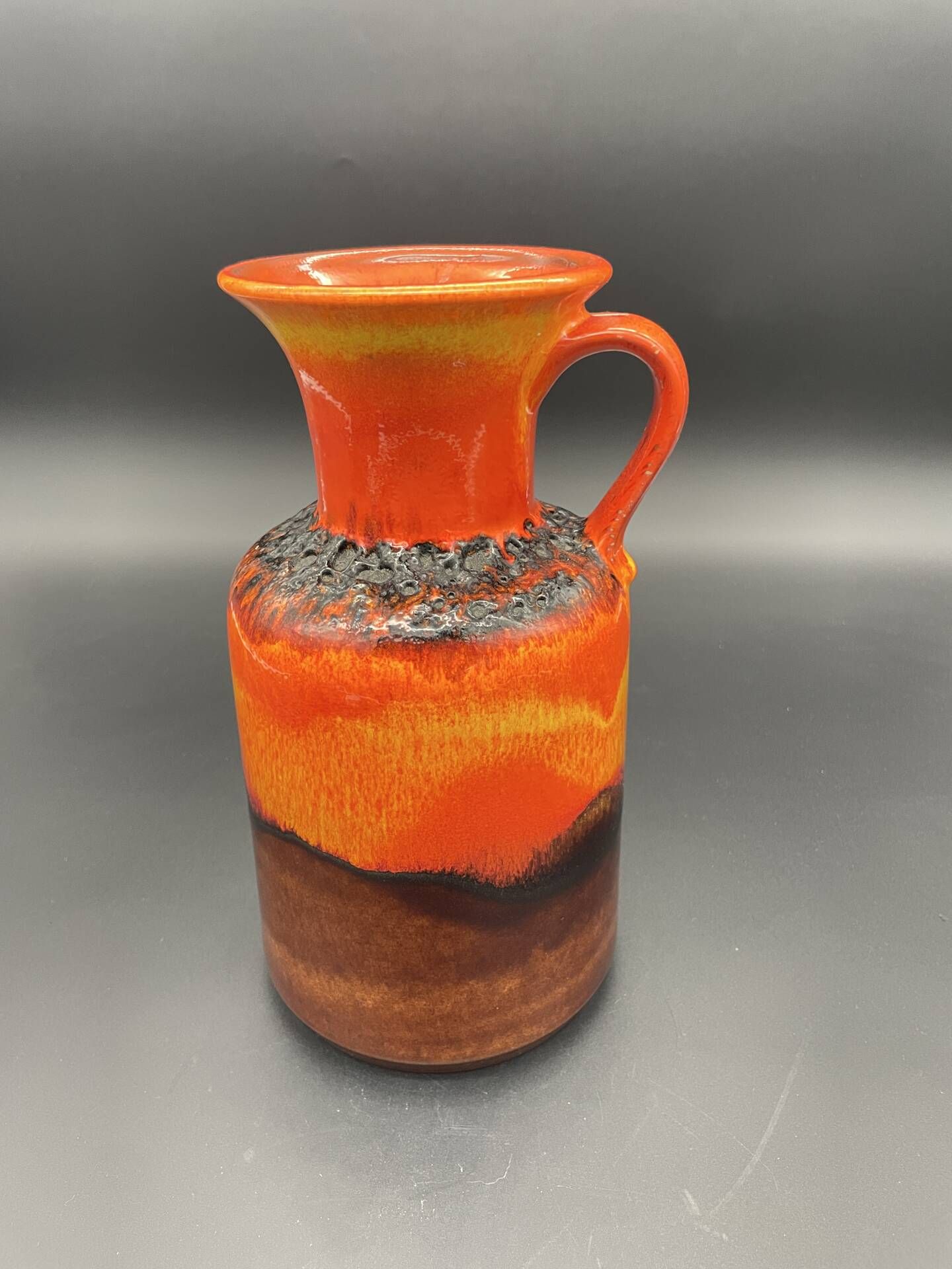 Vintage Jasba Fat Lava vase in orange and red – German ceramic from the year.